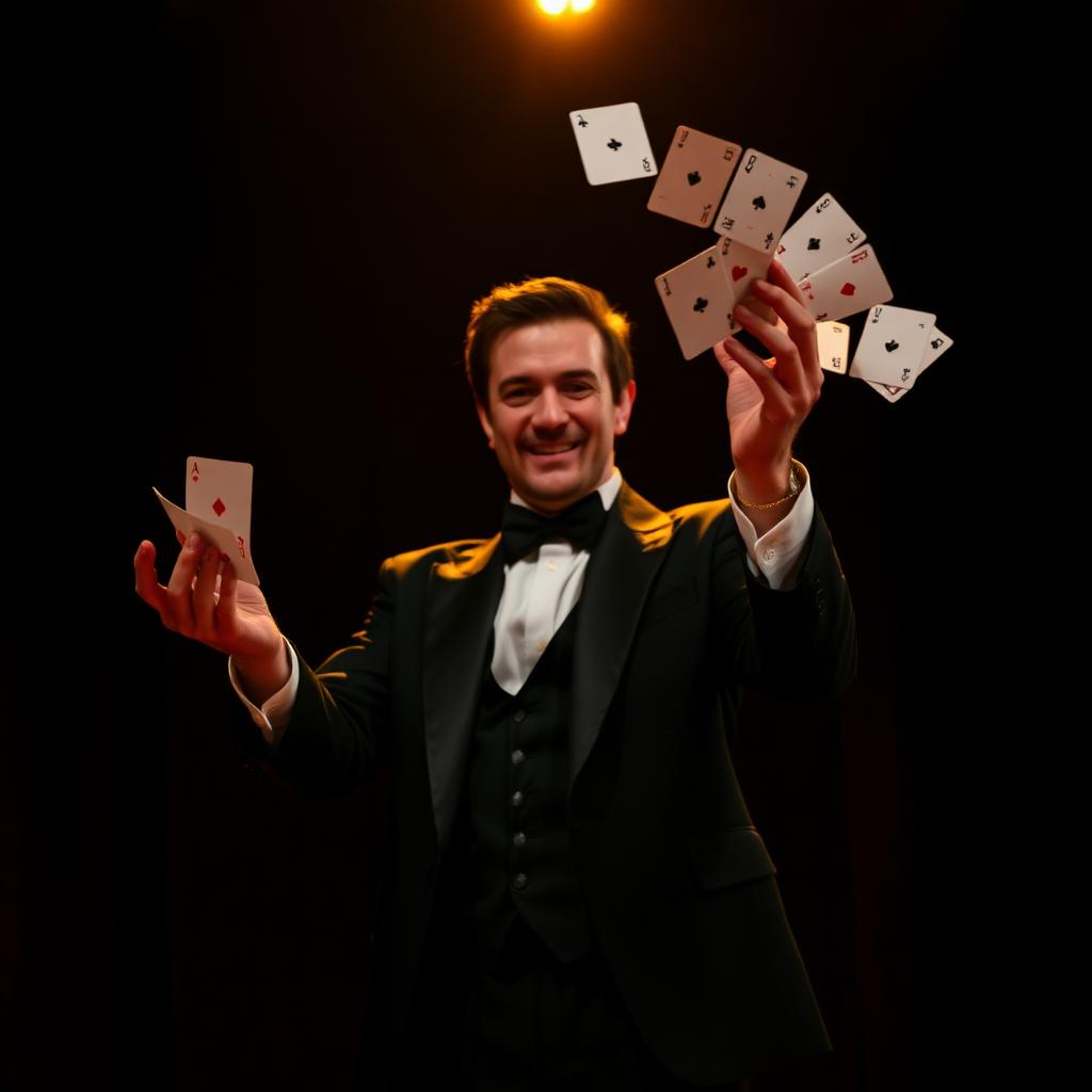 Magician mid-flourish